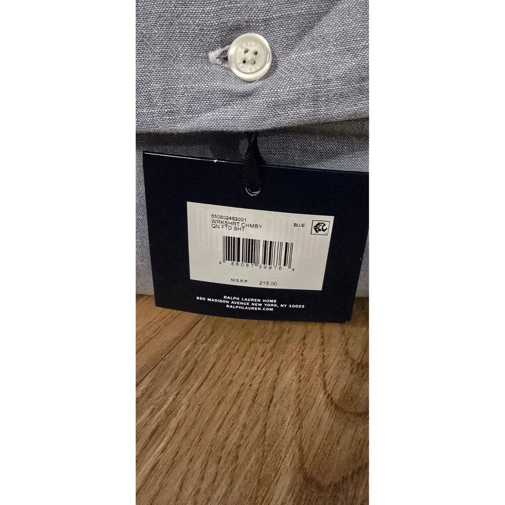 NIP Ralph Lauren Fitted Sheet Queen Workshirt Chambray Sheet